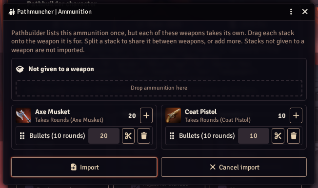 Ammunition shared between two guns