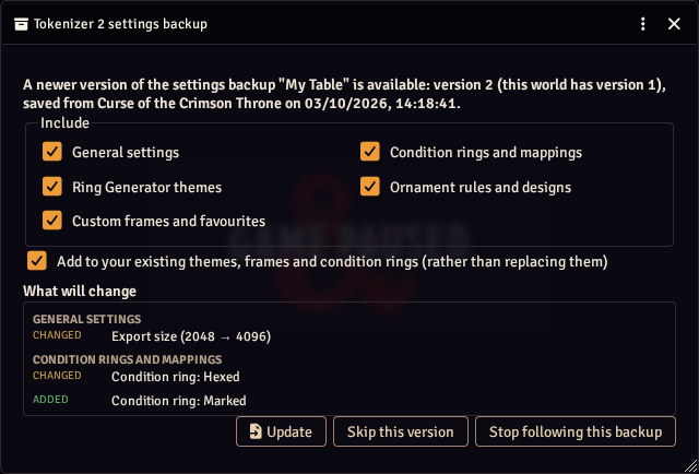 A newer version of a backup