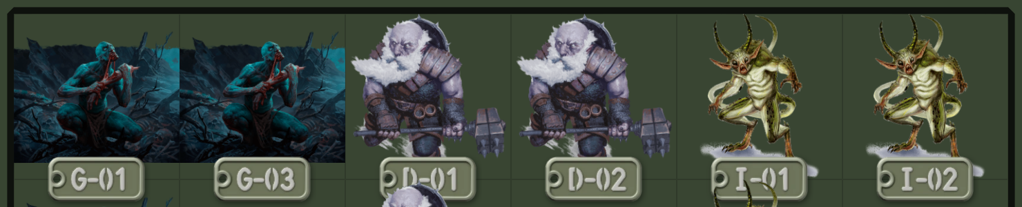 Badges at the bottom of their tokens, at 40%