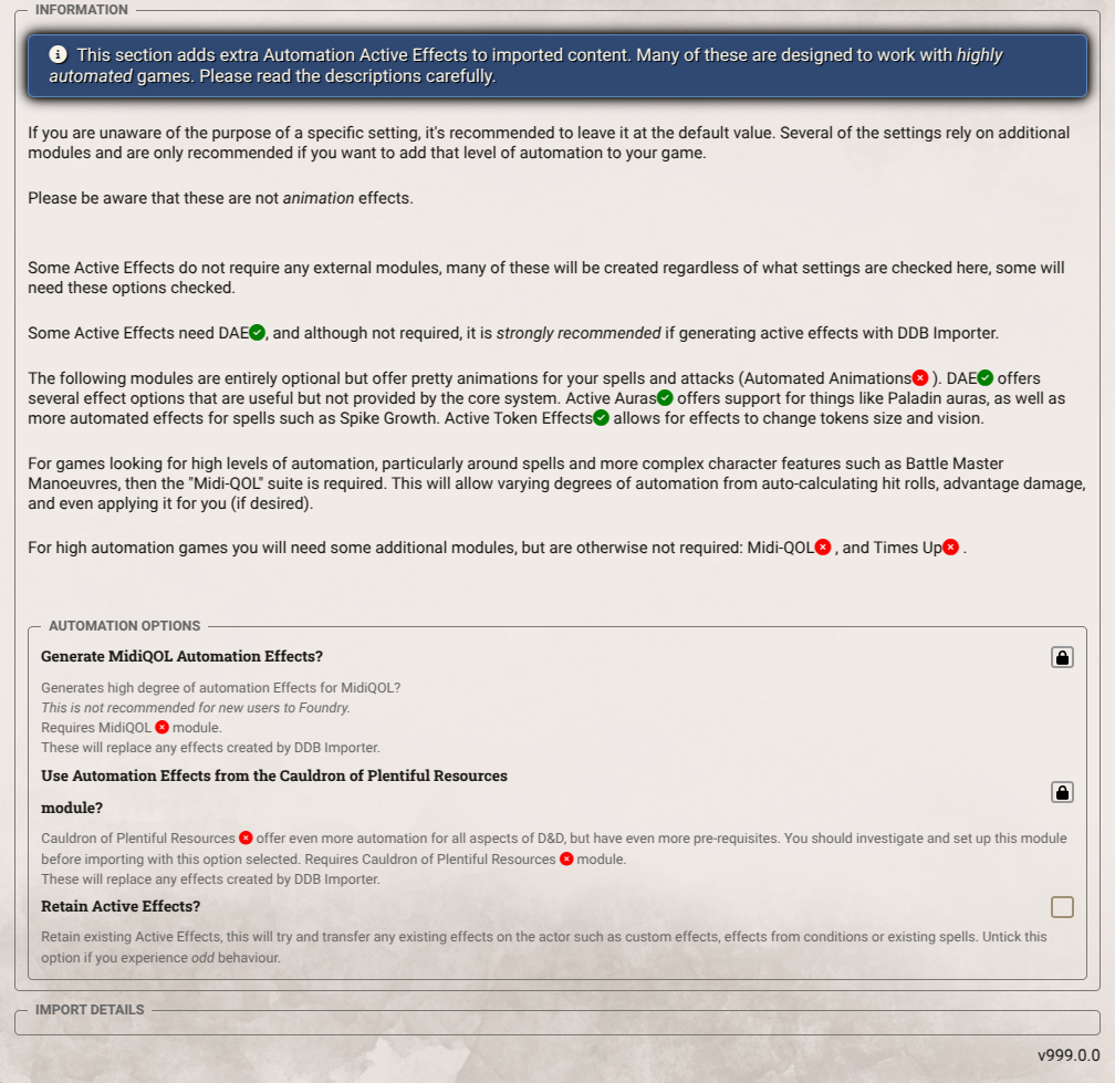 Character Automation Options