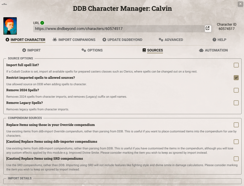Character Settings