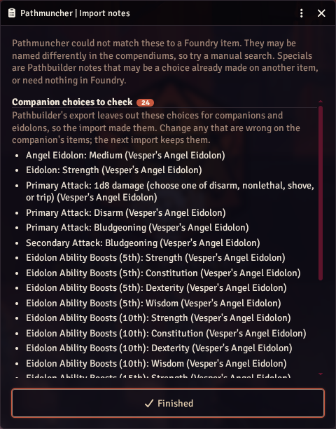 Companion choices to check