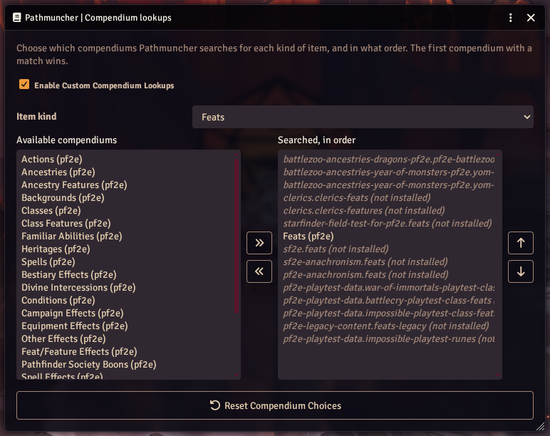 Compendium Lookups