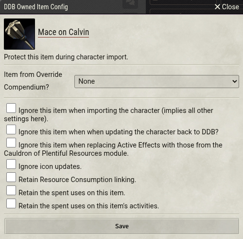 Item Customisation