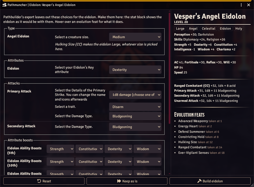 The eidolon builder with Dexterity as the key attribute