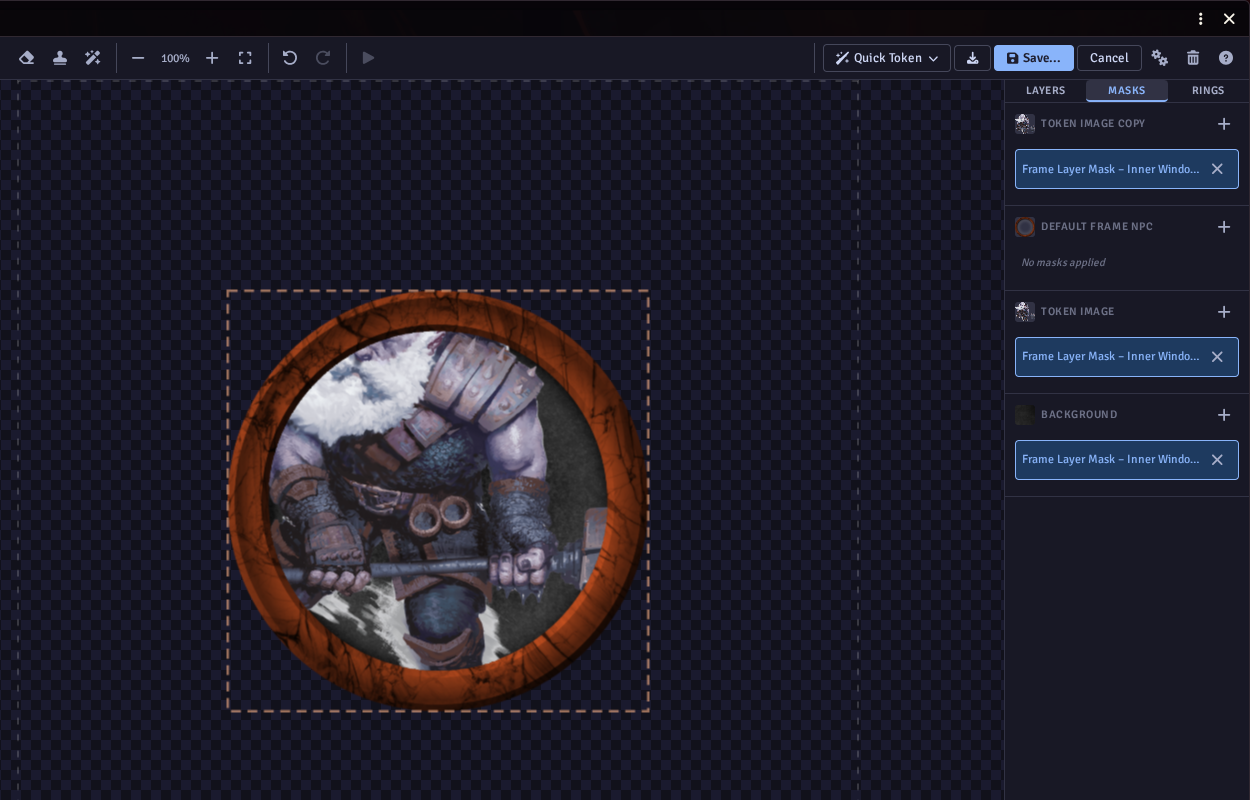 The Masks tab