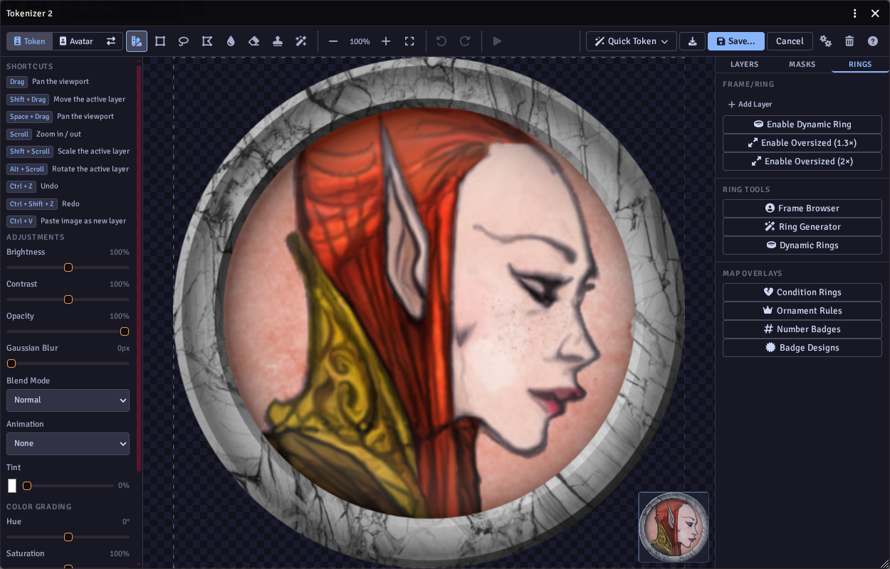 The Rings tab