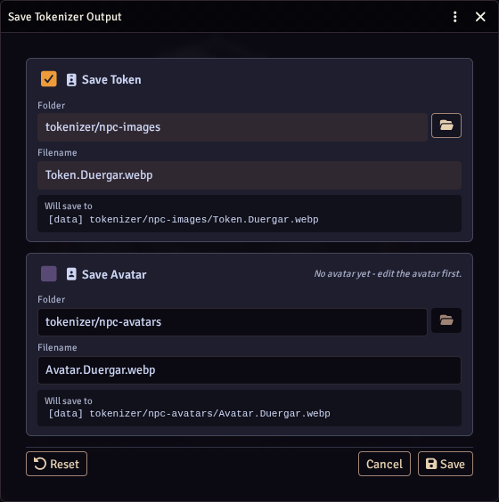 The Save dialog