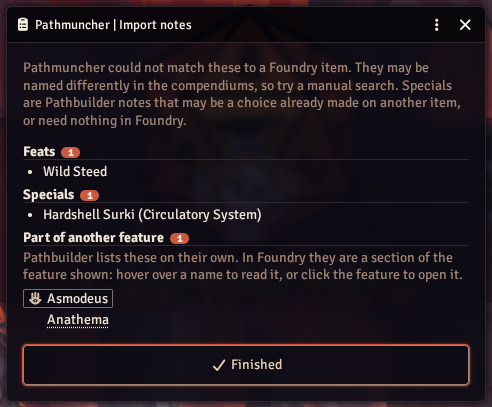 Import notes