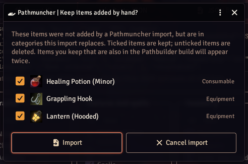 Keep items added by hand?