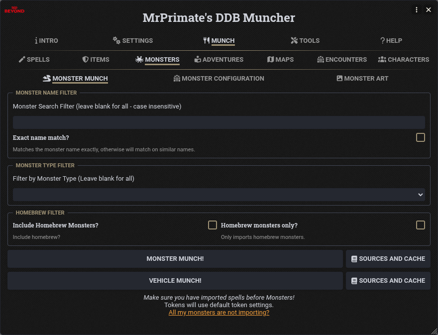 Monster Muncher Settings