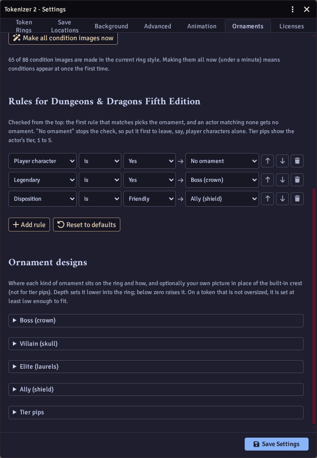 Ornament rules and designs