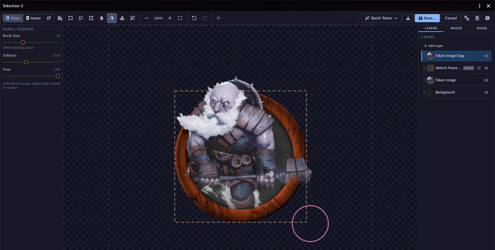 Erasing the lower half of the copy