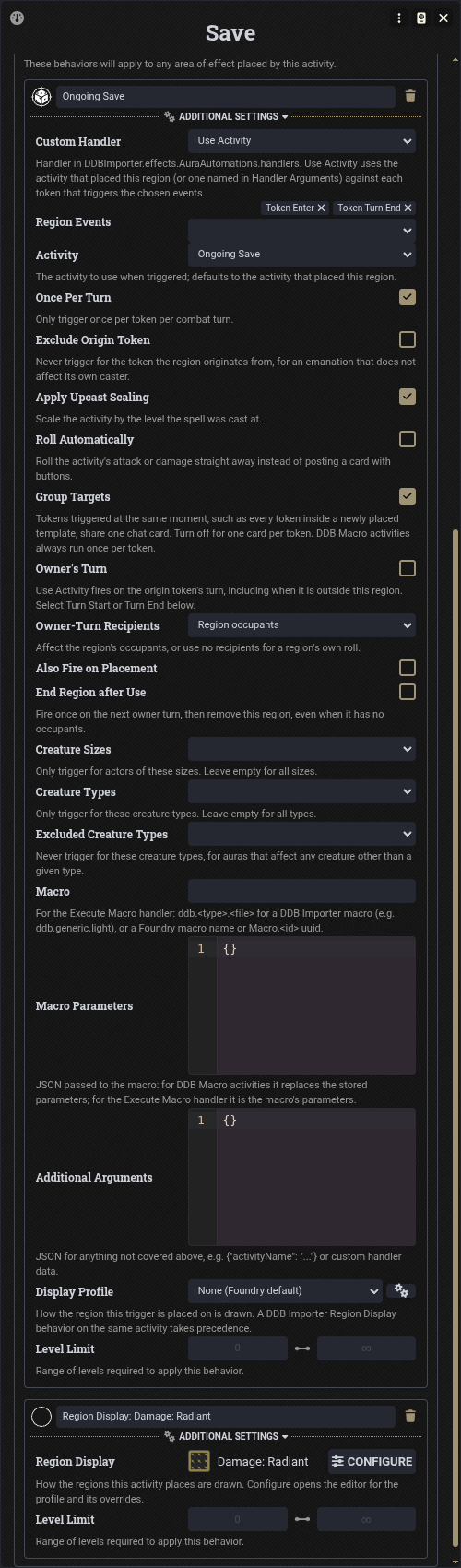 A Moonbeam trigger and region display behaviour on the activity's Effect tab