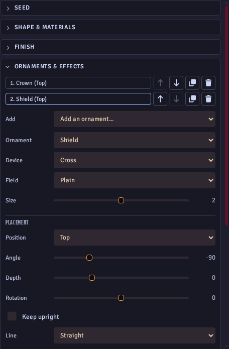 The Ornaments &amp; Effects section