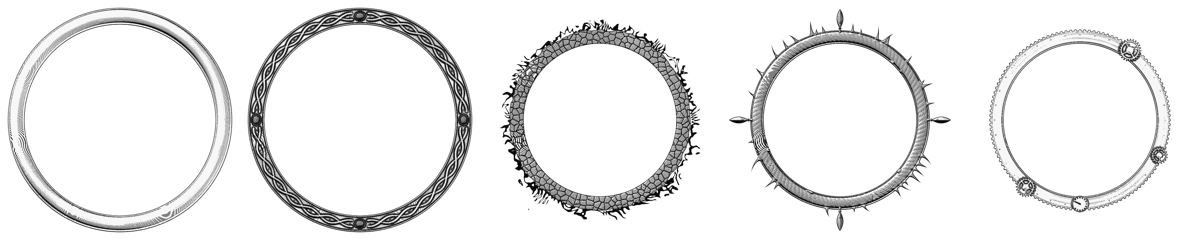 Rings in line art