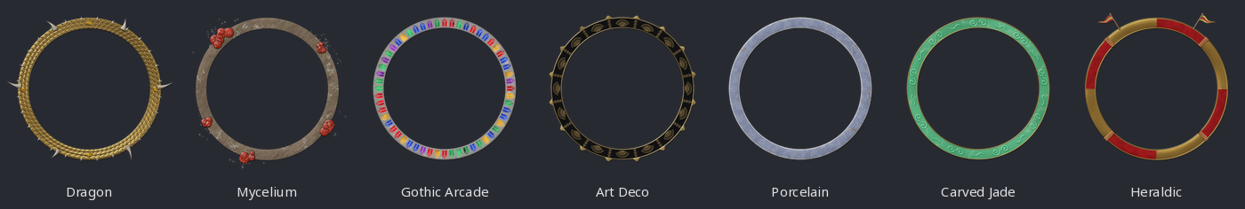 Dragon, mycelium, gothic, art deco, porcelain, jade and heraldic rings