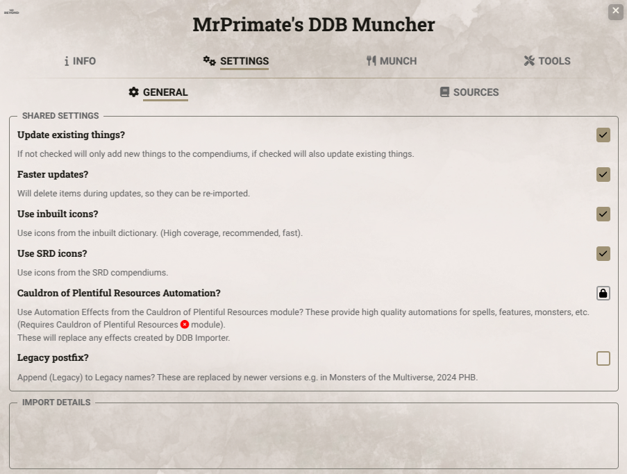 Muncher Settings